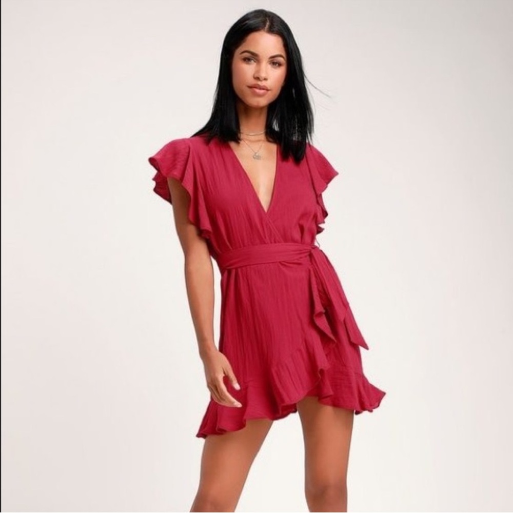 Lulu's Red Ruffled Wrap Sundress